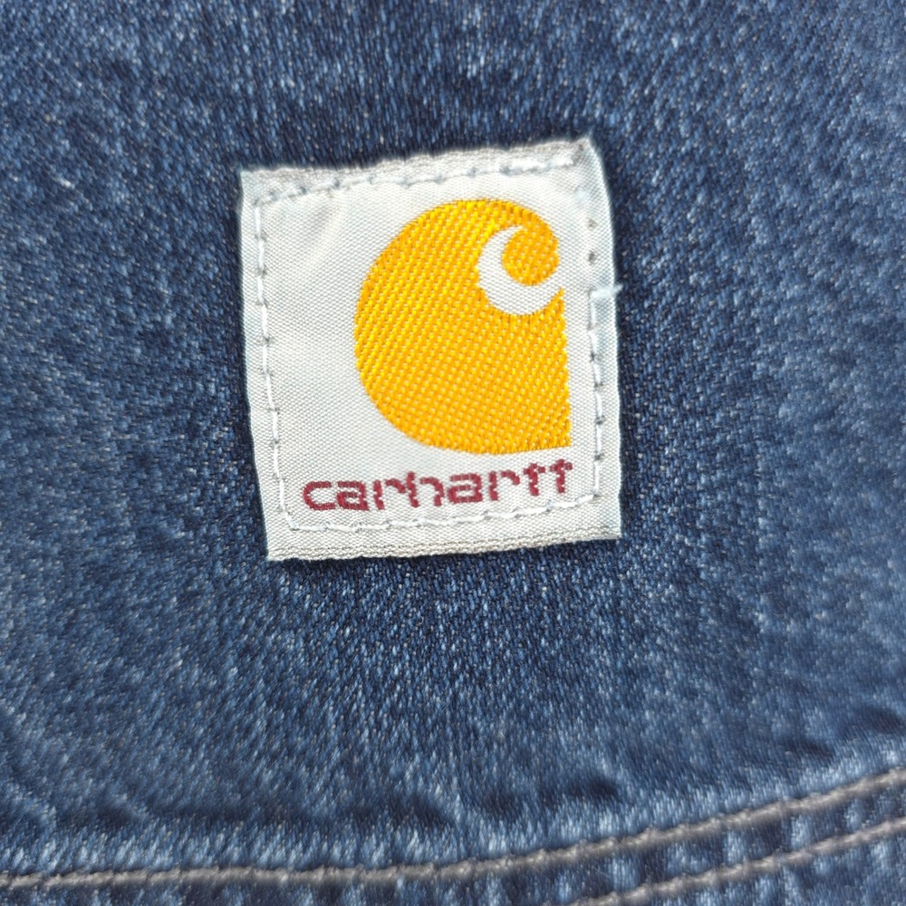 Carhartt Relaxed Fit Jeans Mens 40x32 Dark Blue BD5119-M Workwear Cotton Denim - Picture 9 of 10